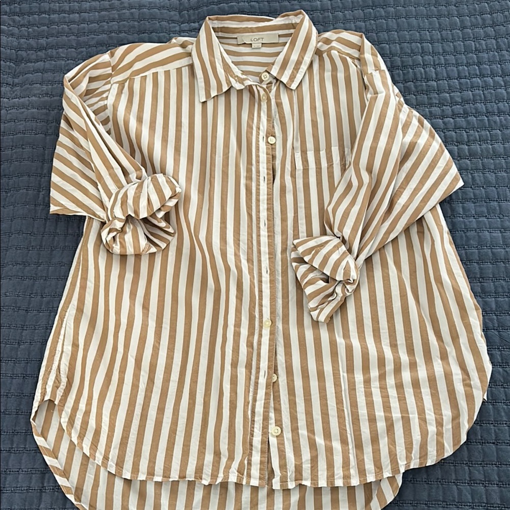 LOFT Striped Button-Up Shirt